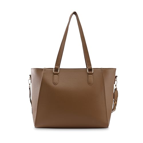 Image of Fastrack 15 inch Laptop Tote | Faux-Leather Women's Handbags | 15 inch Laptop Tote for Workwear and College, Brown