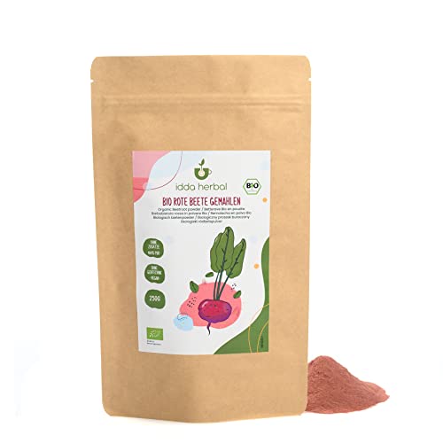 BIO Rote Beete Pulver (250g), Gemahlene Rote Bete, Rote Bete Pulver aus biologischem Anbau, 100{c3ad87ccdb3ee58ac1228eabc610217cbe377b2816ceda41e593ab8b0f27934d} Natürlich und rein, Vegan