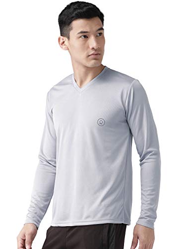 Image of CHKOKKO Men's Polyester V Neck Full Sleeves Sports Gym Regular Fit T-Shirt