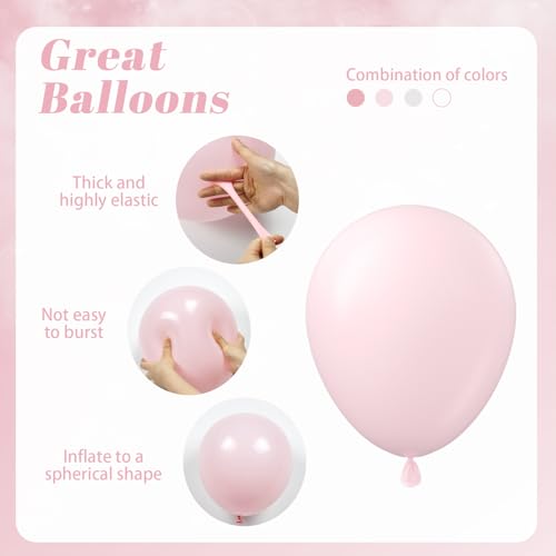 Image of 60pcs Pink and White Balloons 12inch with Clear Pastel Pearl Pink Balloons for Wedding Bridal Baby Shower Shower Birthday Party Decorations
