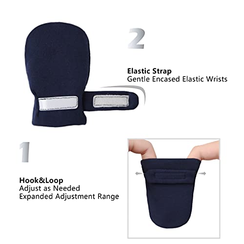Image of Newborn Baby No Scratch Mittens Stay On, 100% Cotton Breathable, Adjustable Infant Gloves for Baby Boys Girls Mittens