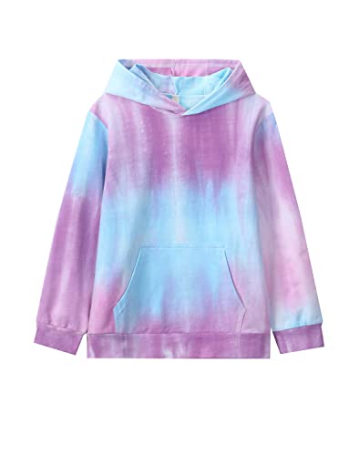 Image of Deeorla Little Boys Girls Cotton Tie Dye Hoodies Long Sleeve Pullover Sweatshirts for Big Kids 5-15Years