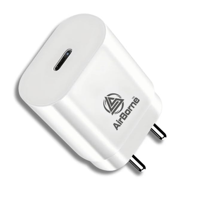 AirBorne 25W PD Charger| Overheat Protection with PD 3.0|C-Type Super-Fast Charger Compatible with Samsung Galaxy S/A/M/F Series & Other Type C Smartphones | BIS Certified | (White)