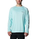 Picture of Columbia Men's Terminal Tackle Long Sleeve Fishing Shirt, Gulf Stream/Black Logo, 2X Tall
