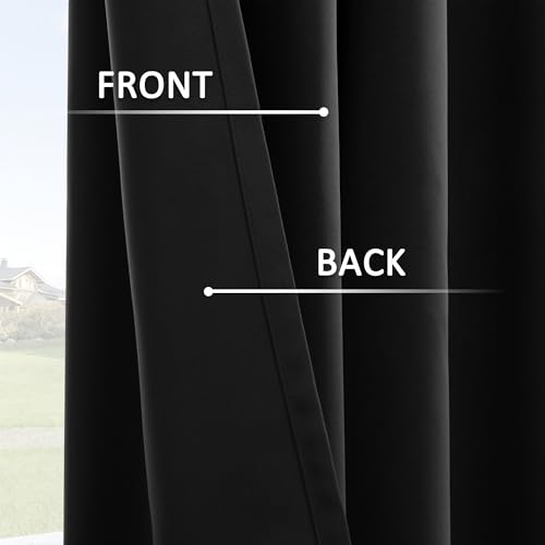 Image of HUTO Blackout Window Curtains and Drapes - Thermal Insulated Solid Antique Copper Grommet Top Blackout Panels Draperies for Kid's Room (Black, 1 Pair, 52 x 63 Inch)