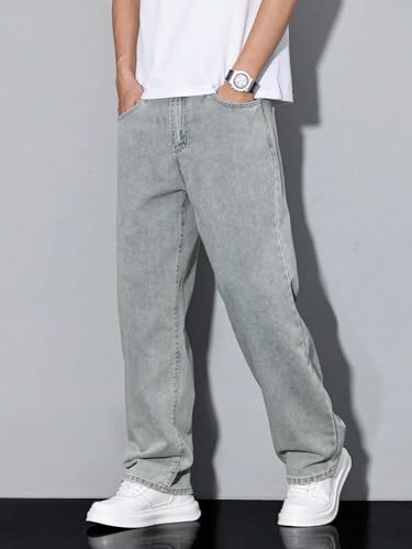 Image of KOTTY Mens Solid|Mid Rise| Coin Pocket|Button|Ankle Length|Loose Fit|5 Pocket Jeans for Mens