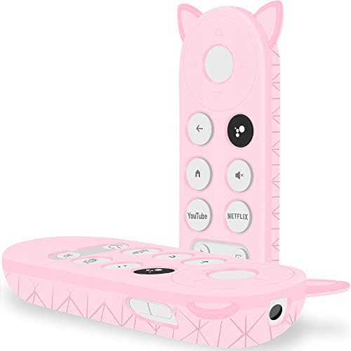 Silicone Protective Case Covers Holder for New Google Chromecast Remote Control,[Thicken Silicone] Cute Cat Shape Shock Absorption Bumper Google Voice Remote Battery Back Covers Case Protector -Pink