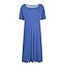 MLUTJINOO Pink Sundress, Round Neck Short Sleeve Solid Church Aline Flowy Knee Length Dress with Pockets Fashion Dress (L, Blue)