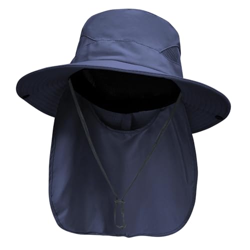 Image of NPJY Sun Fishing Hats with Neck Flap for Men Women UV Sun Protection Safari Hat Wide Brim Bucket Hat
