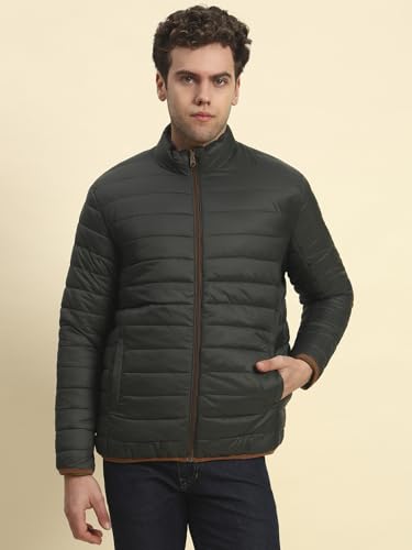 Image of Cantabil Reversible Jacket for Men | Premium Casual Jacket Smart Fit Mock Neck Nylon Fabric Solid Pattern (P MJKT00249)