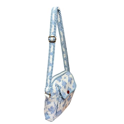 Cotton Quilted Handblock Printed Lightweight Crossbody Purse Adjustabe Shoulder Strap3