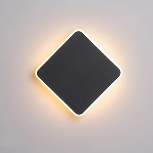 JPVARXM Dimmable Modern LED Wall Sconces Lighting Indoor Hardwired Walls Mount Light Fixtures for Hallway Bedroom Living Room Dining Room（Square-White, Black）