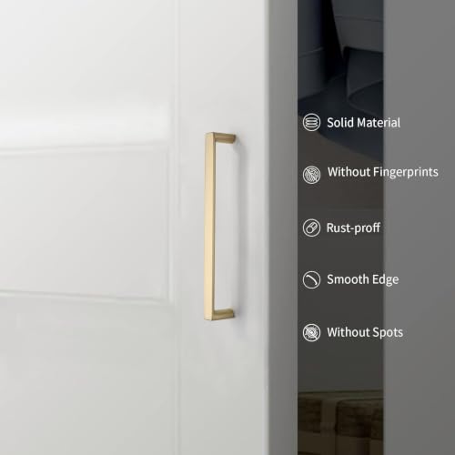 Image of 6 Pack 6.3 Inch(160mm) Kitchen Cabinet Handles Brushed Gold Cabinet Pulls Kitchen Cabinet Hardware Drawer Pulls for Dresser Cupboard Wardrobe