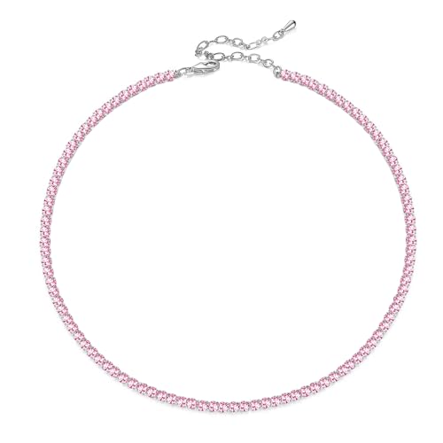 Sparkle Cubic Zirconia Crystal Choker Necklace for Women Dainty Simulated Diamond Tennis Necklace for Wedding Christmas Halloween Party Prom
