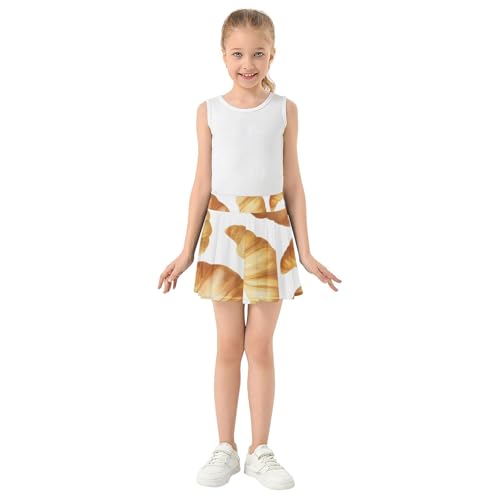 Tennis Skirts Kids Croissants Girls' Shorts Athletic Skorts Cool Pink Flowy Skirt 4t3