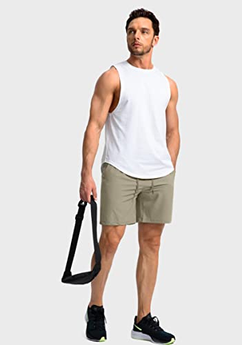 Image of Men's Running Shorts with Zipper Pockets 7 Inch Lightweight Quick Dry Gym Workout Athletic Shorts for Men