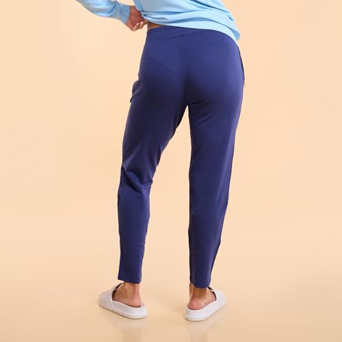 Image of Enamor Mid Rise Ankle Length Drawstring Relax Pants for Women - Slim Fit, Stretch French Terry - E060