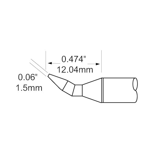 Image of Metcal STP-CHB15 Series SxP Hand Soldering and Rework Cartridge for Temperature Sensitive Applications, 690F Maximum Tip Temperature, Chisel 30 Bent, 1.55mm Tip Size, 12.04mm Tip Length
