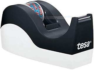 tesa® Easy Cut Office Dispenser ORCA - Non-Slip Adhesive Tape Dispenser - Easy Handling, Clean Cut - 1 Rolls tesafilm® Crystal Clear 10 m x 19 mm