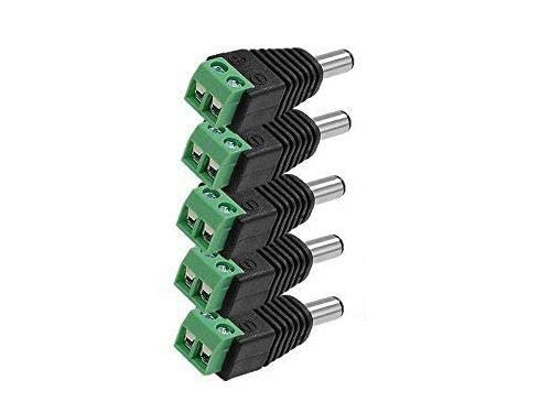 BUYFLUX DC Male Connectors Screw Type for CCTV Camera DVR (Pack of 5)