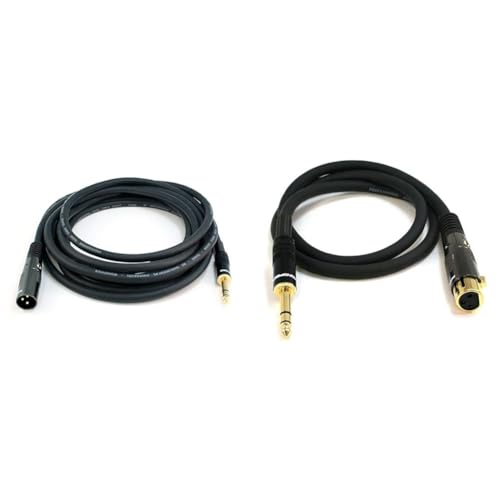 Image of Monoprice 15-Ft Premier Series XLR to 1 /4-Inch TRS Audio Cables (16AWG, XLR Male & Female, TRS Male)
