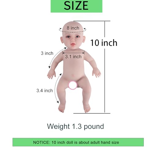Muñeca de silicona LCUPPON 10 pulgadas realista miniatura 3
