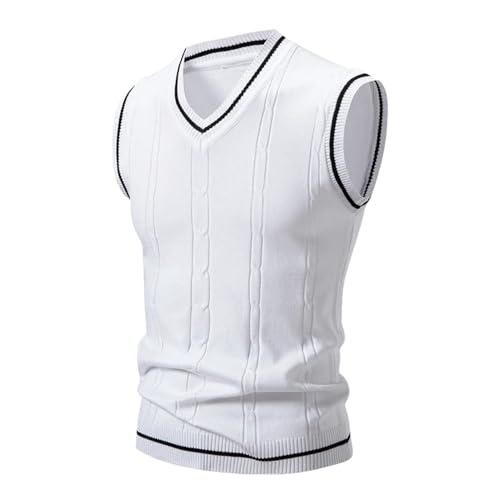 Dcvmvmn 2024 Winter Men's Sleeveless Sweater Vest Fashion Embroidered V-Neck Casual Warm Vest