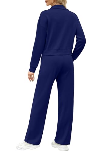 Image of XIEERDUO Lounge Sets for Women 2025 Sweatsuit 2 Piece Outfits Sweatshirt Wide Leg Sweatpant Tracksuit Matching Set