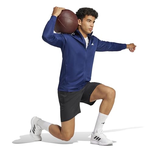 adidas Men's Train Essentials 3-Stripes Training Hooded Track Top, dark blue, M - Image 4