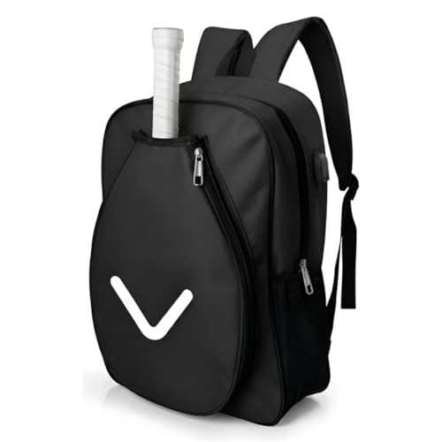 Mochila Raqueteira Bolsa Beach Tennis Tênis Squash Impermeável Esportiva Poliéster Reforçada 47x32x14cm Com Compartimentos Para Raquete Bolas E Acessórios (Preto)