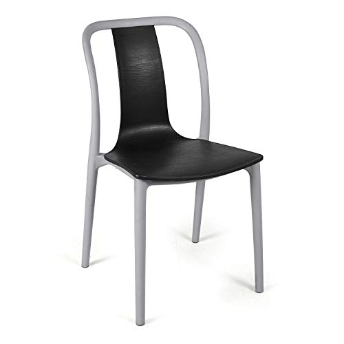 Image of Cello Cheer Chair (Black and Grey, Set of 4) | Strong and Durable | Easy to Clean | Chair for Living Room, Bed Room, Kitchen, Office Room, Outdoor | 3 Years Warranty