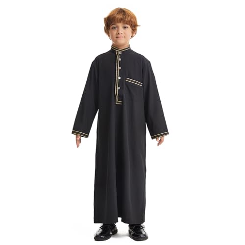 Caftán árabe infantil con bordado elegante y manga larga cómoda