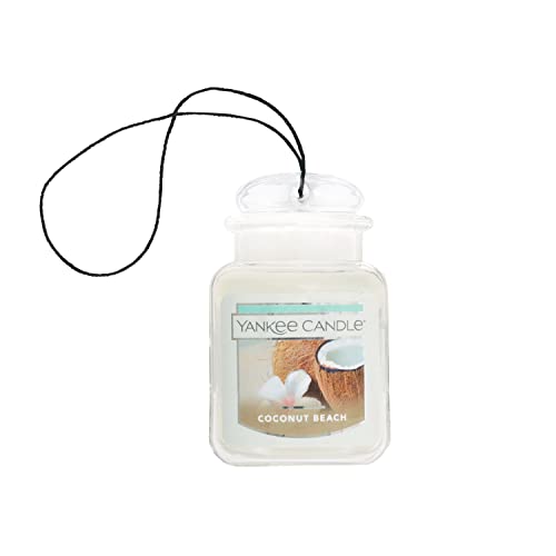 Image of Yankee Candle Car Jar Ultimate Air Freshener, Hanging Car Air Freshener, Long Lasting Car Fragrance, Coconut Beach (Pack of 1)