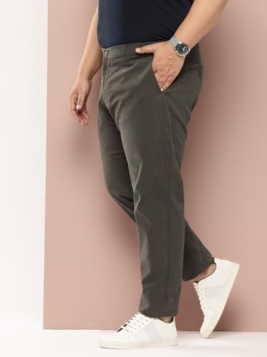 Image of Thomas Scott Men's Smart Plus Size Regular Fit Solid 100% Cotton Chinos Trouser with 4 Pockets | Woven Casual Pants