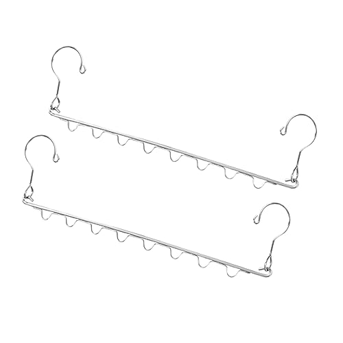 MUCKLILY 2Pcs Stainless Steel Multi Port Clothes Organizer Hanger Space Saving Drying Rack for Indoor Outdoor Use Tidy Storage for Clothes and Towels
