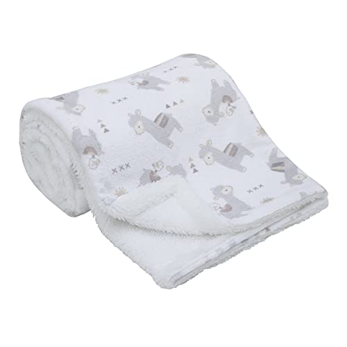 Image of NoJo Mama's Little Llama Grey & White Super Soft Baby Blanket, Grey, White