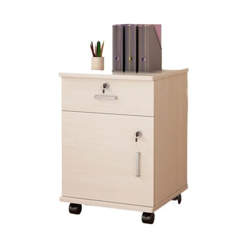CFY652 Mueble Archivador Gabinete de Archivo de Oficina de gabinete bajo móvil de Bloqueo Simple con Organizador de Archivos de cajón Cajonera Oficina(Beige)