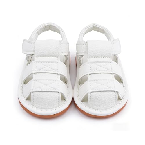 Image of SOFMUO Baby Boys Girls Squeaky Sandals Non-Slip Soft Rubber Sole Closed Toe Infant Summer Outdoor Shoes Toddler First Walkers