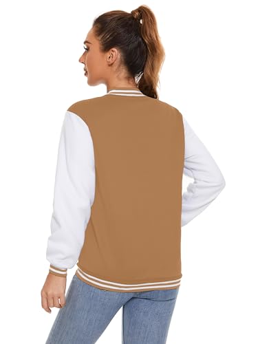 Image of Varsity Jacket Women Men's Baseball School Uniform Button Up Unsex Adult Long Sleeve Coat Fashion Jacket