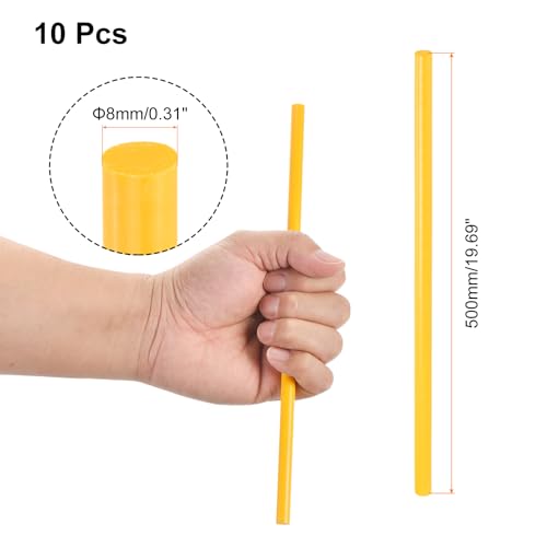 Image of uxcell 10 Pcs Yellow Plastic Rods 8 x 500mm ABS Styrene Round Stick Round Solid Bar DIY Model for DIY Toys Building Making Architectural Model Making