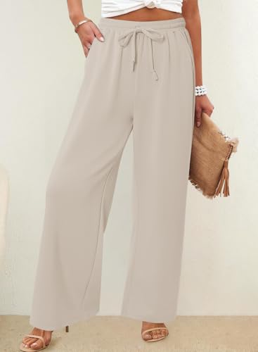 Angerella Womens Baggy Wide Leg Pants High Waisted Casual Lounge Pant Loose Comfy Stretchy Trousers with Pockets3