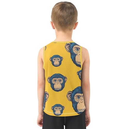Boys Tank Top Shirts Monkey Yellow Sleeveless T-Shirts Crew Neck for Kids Clothing Children3