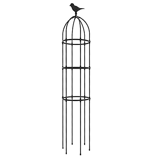 ガーデンアーチトレリス アイアンオベリスク 鳥飾りヘッド ローズ クレマチス 花支え 耐候性 防錆 樹脂コーティング 屋外 タワーオベリスク