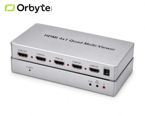 Image of HDMI Quad Multi Viewer 4x1, 4 HDMI Inputs to 1 HD Output, 4K@30Hz Input, 1080P Output, Multi Screen Splitter with IR Remote, Plug and Play for CCTV NVR, Gaming, PC and TV