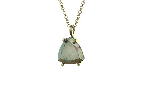 Collier pyrite de fer femme, pendentif triangle et chaîne personnalisée