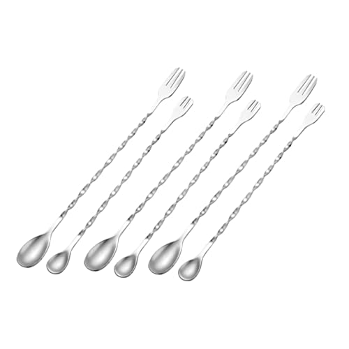 Cabilock 6pcs Stainless Steel Stirring Spoons Large Cooking Spoons for Stirring for Bar Tea Dessert