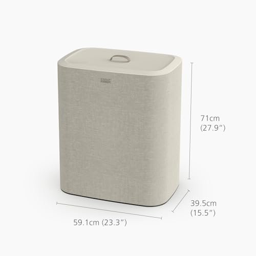 Image of Joseph Joseph Tota Trio 90 liter /23.8 gallon Laundry Hamper Separation Basket with lid, 3 Removable Washing Bags with Handles- Ecru