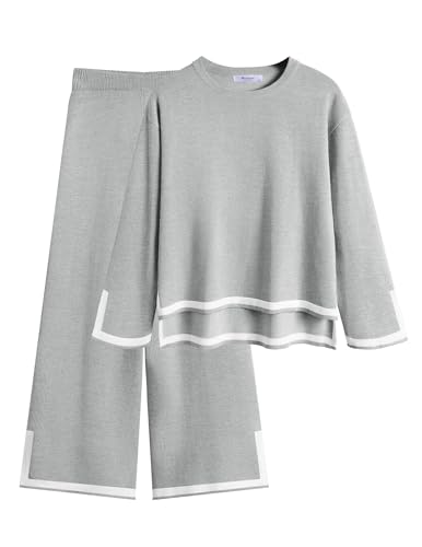 Image of Arshiner Girl's 2 Piece Outfits Long Sleeve Knit Pullover Sweater Tops Wide Leg Pants Casual Fall Sets Tracksuits