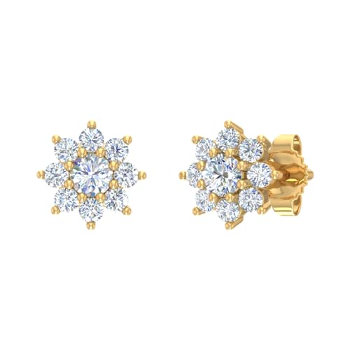 1/3 Carat Diamond Cluster Stud Earrings in 14K Gold