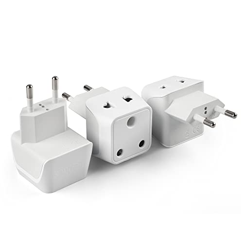 Image of Ceptics European Travel Adapter, 2 in 1 India to European, Germany, France Adapter - Type C European Plug Adapter for Laptops, Phones, Chargers, CE - RoHS - 3 Pack